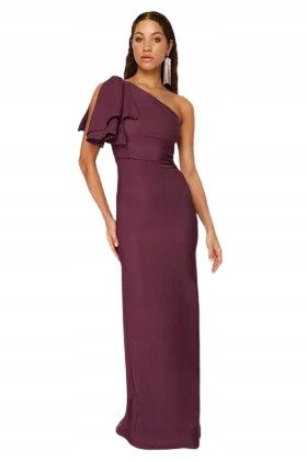 TRENDYOL BORDOWA SUKIENKA MAXI NA JEDNO RAMIĘ Z FALBANĄ 38 5AA
