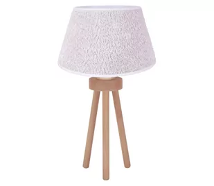 Lampa stołowa BOUCLE 1xE27/15W/230V biały/drewno - Lampy stojące - miniaturka - grafika 1