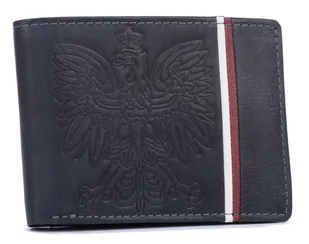 Portfel męski skórzany patriotyczny na karty i dokumenty z ochroną RFID, granatowy - Portfele - miniaturka - grafika 1