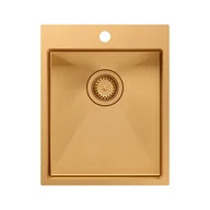 Zlewozmywaki - QUADRON RUSSEL 90 SteelQ zlewozmywak PVD R10 miedziany z syfonem - miniaturka - grafika 1