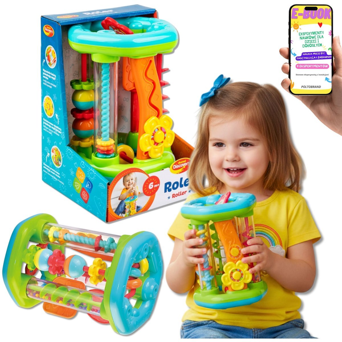 ROLER Zabawka do Nauki Raczkowania 6m+ DUMEL PREZENT DLA NIEMOWLĄT NA URODZINY ŚWIĘTA + EBOOK