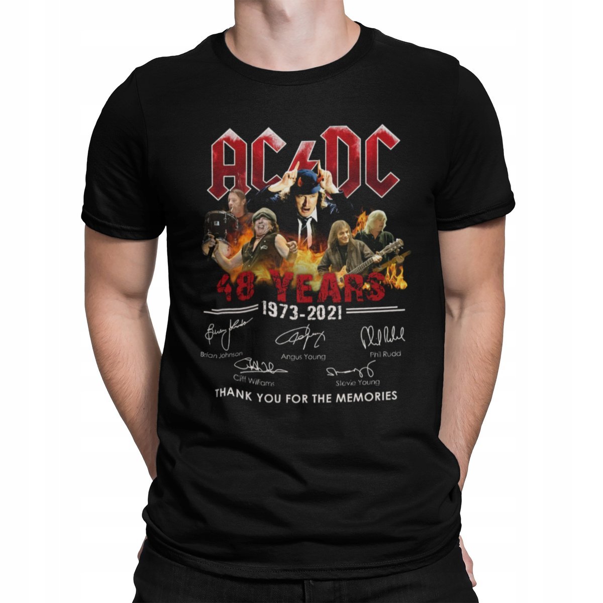 AC/DC T-Shirt Koszulka 48 lat AUTOGRAFY METAL L