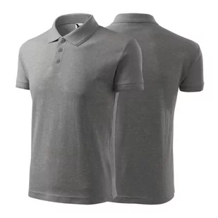 Koszulka ciemnoszary melanż polo z logo na sercu męska z nadrukiem logo firmy 200g 203 kolor 12 koszulka polo - Moda i Uroda OUTLET - miniaturka - grafika 1
