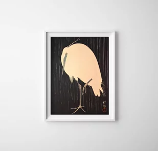 Plakat retro do salonu Żurawie w deszczu autorstwa Ohary Koson - Plakaty - miniaturka - grafika 1