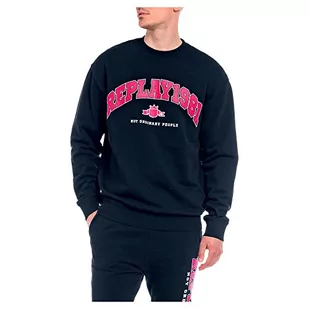 Replay Bluza męska ze 100% bawełny, 085 niebieski, S - Bluzy męskie - miniaturka - grafika 1