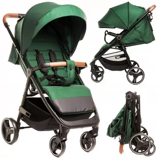 LEKKI WÓZEK SPACEROWY DZIECIĘCY SPACERÓWKA 3x REGULACJA DUŻE KOŁA SKŁADANY + AKCESORIA 0-22KG - Wózki dziecięce - miniaturka - grafika 1
