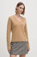 Swetry damskie - Tommy Hilfiger sweter wełniany damski kolor brązowy lekki WW0WW43505 - miniaturka - grafika 1