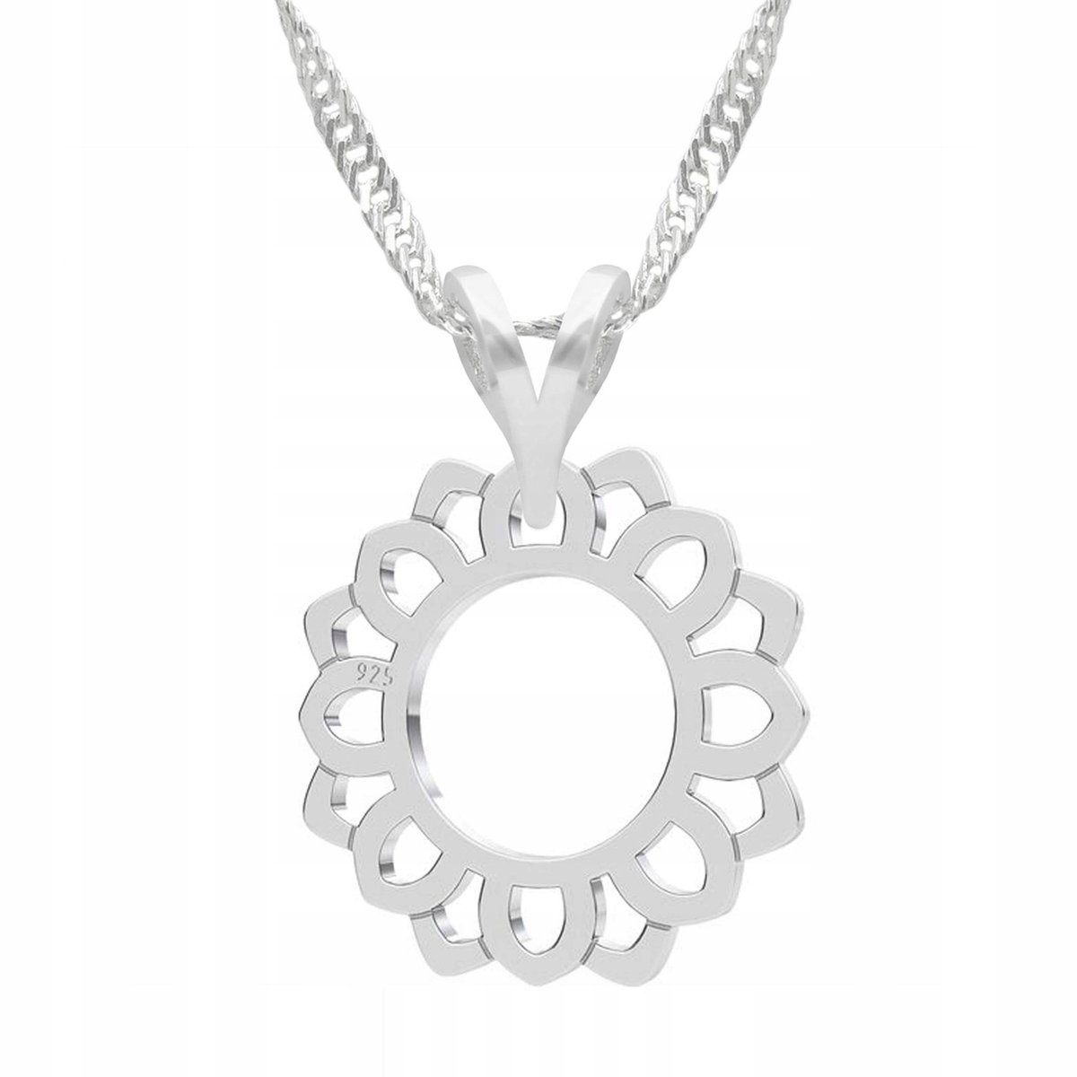 Naszyjnik Srebrny z Rozetą Kwiatem Ażur Kwiat Rozetka Ażurowy SREBRO 925