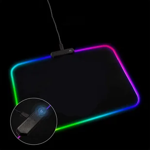 Podkładka pod mysz na biurko Gamingowa podświetlenie LED 35x25cm Black - Podkładki pod mysz - miniaturka - grafika 8