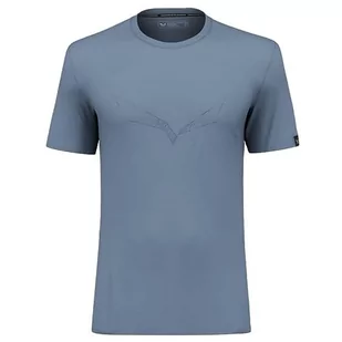 Salewa Puez Eagle Sketch Merino T-Shirt męski, Java Blue Melange, L - Koszulki męskie - miniaturka - grafika 1