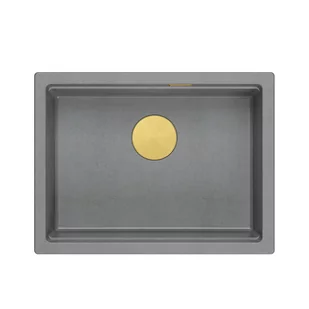 JOSH 110 GraniteQ zlewozmywak silver stone 59,5x45,1x21,5 cm 1-komorowy podwieszany z syfonem manualnym złoty - Zlewozmywaki - miniaturka - grafika 1