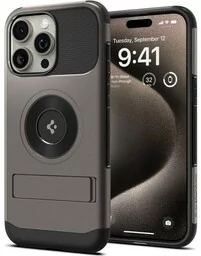 Spigen Etui Slim Armor Mag MagSafe do iPhone 15 Pro, stalowe - Etui i futerały do telefonów - miniaturka - grafika 1