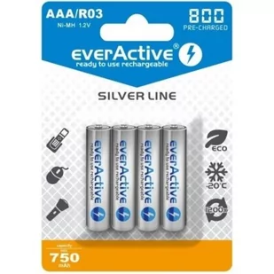 EverActive R03/AAA 800mAh Silver line opak 4 akumulatorki blister EVHRL03-800 EVHRL03-800 - Ładowarki i akumulatory - miniaturka - grafika 1