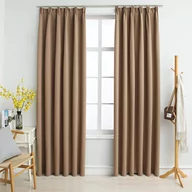 Akcesoria do wystroju okien - vidaXL Zasłony zaciemniające z haczykami, 2 szt., taupe, 140x225 cm - miniaturka - grafika 1
