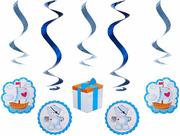 Baby shower i roczek - Świderki urodzinowe Misie niebieskie, 60cm, 5 szt. - miniaturka - grafika 1