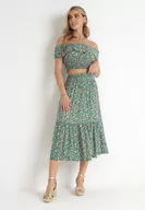 Komplety damskie - Zielony 2-częściowy Bawełniany Komplet ze Spódnicą i Topem Hiszpanka Ollija - miniaturka - grafika 1