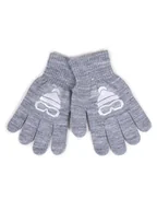 Rękawiczki dla dzieci - Rękawiczki Chłopięce Pięciopalczaste Z Odblaskiem Szare Z Goglami 18 Cm Yoclub - miniaturka - grafika 1