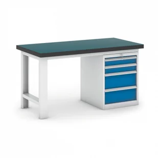 B2B Partner Stół warsztatowy GB z kontenerkiem, 1500 mm, 4x szuflady 469128 - Stoły warsztatowe - miniaturka - grafika 1
