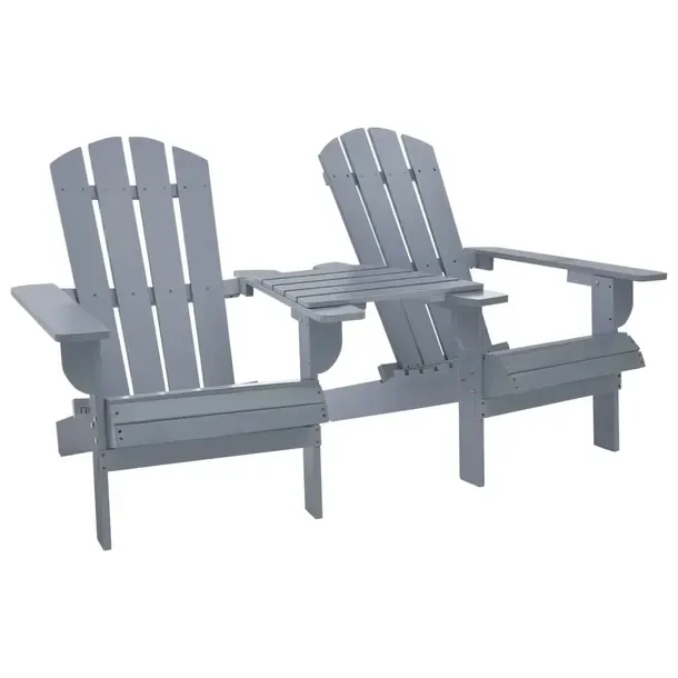 Krzesło ogrodowe Adirondack z litego drewna jodłowego, szare, 181/164x91,