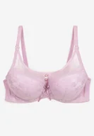 Biustonosze - Jasnofioletowy Biustonosz Push-Up Wykończony Koronką i Cyrkoniami Rivathara - Renee - miniaturka - grafika 1