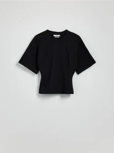 Reserved - Taliowany t-shirt - czarny - Koszulki i topy damskie - miniaturka - grafika 1