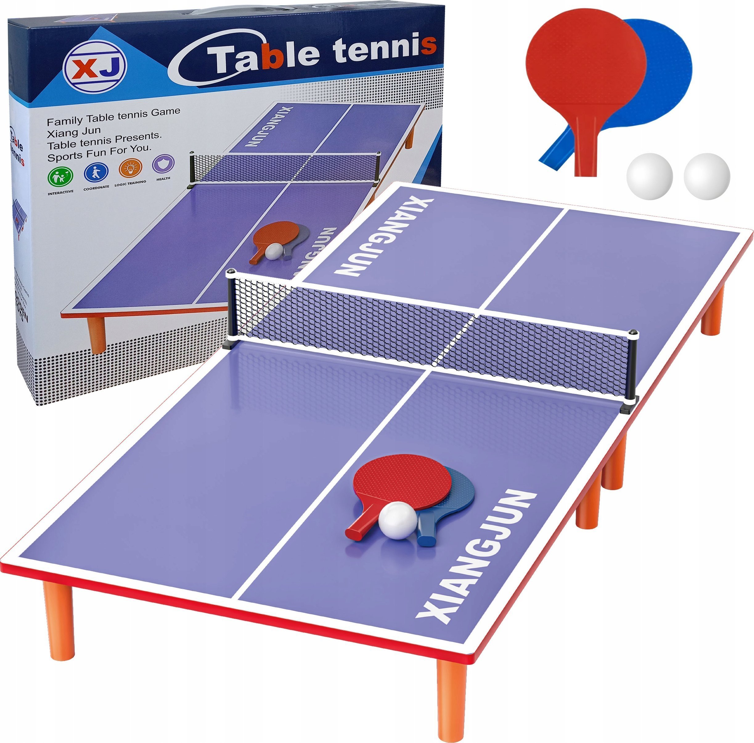 Drewniany Stół Do Ping Ponga Dla Dzieci Tenis Stołowy Mobilna Gra + Paletki