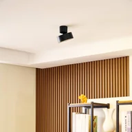 Lampy sufitowe - Reflektor LED Lindby Nivoria, czarny, obrotowy, aluminium - miniaturka - grafika 1