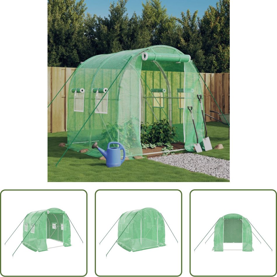 The Living Store Szklarnia z ramą stalową zielona 4 m² 2x2x2 m