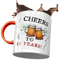 Kubki - Kubek Pomarańczowy na Urodziny 33 33cie 33-cie z Nadrukiem ze Zdjęciem + Opakowanie na prezent (wzór 01) - miniaturka - grafika 1