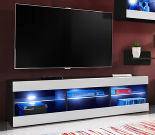 Szafka RTV / RGB LED / Biała / Czarna / Dąb Wotan - Szafki RTV Szafka RTV / RGB LED / Biała / Czarna / Dąb Wotan - Szafki RTV - miniaturka - grafika 1