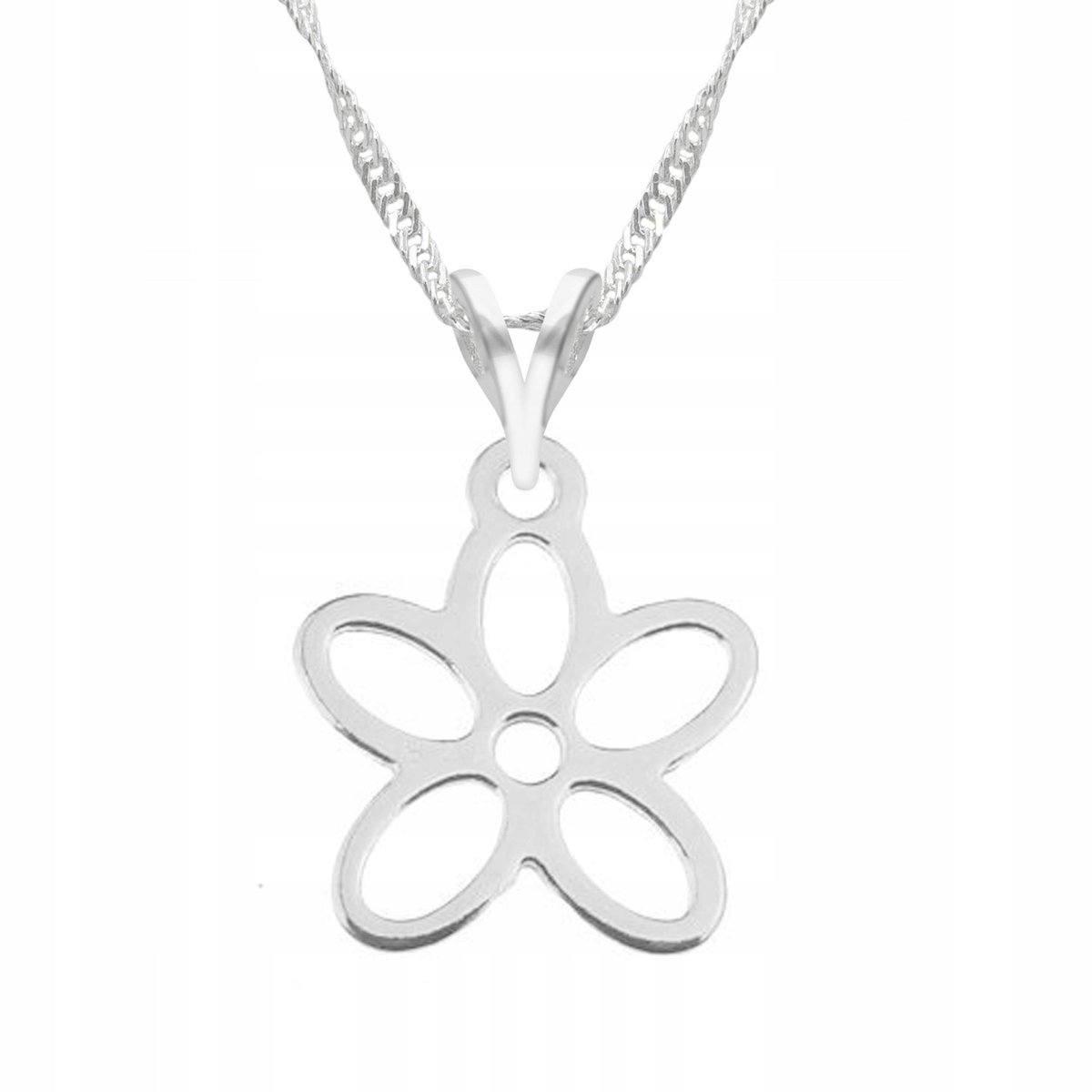Naszyjnik Srebrny Kwiat Kwiatek z Kwiatkiem Płatki Roślina SREBRO 925