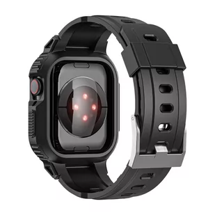Pasek do Apple Watch 41mm / 40mm / 38mm Silikon z etui odpornym na wstrząsy Czarny - Akcesoria do smartwatchy - miniaturka - grafika 1