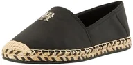 Espadryle damskie - Tommy Hilfiger Damskie TH satynowe płaskie espadryle, czarne, 39 EU, Czarny, 39 EU - miniaturka - grafika 1