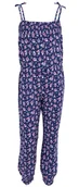 Kombinezony dla dzieci - Granatowy kombinezon dziewczecy, w kwiatki 4-5 lat 110 cm - miniaturka - grafika 1