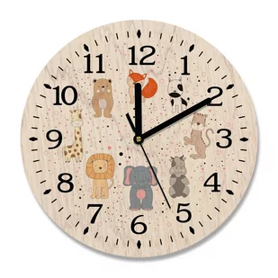 Drewniany zegar ścienny do pokoju dziecka LEW SŁOŃ - Zegary - miniaturka - grafika 1