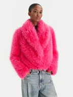 Płaszcze damskie - YES LONDON Futro ECO/026 Różowy Regular Fit - miniaturka - grafika 1