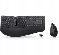Zestawy myszka + klawiatura - Perixx Perixx PERIDUO-606A DE, 3-in-1 keyboard and mouse set, wireless, ergon., black 57215P - miniaturka - grafika 1