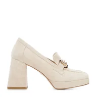 Półbuty męskie - Czółenka zamszowe z klamerką na platformie - miniaturka - grafika 1