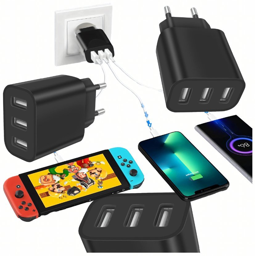 Mocna Kostka Ładowarka Sieciowa 3 x Usb Uniwerslana USB 3 Porty 5V 3.4A