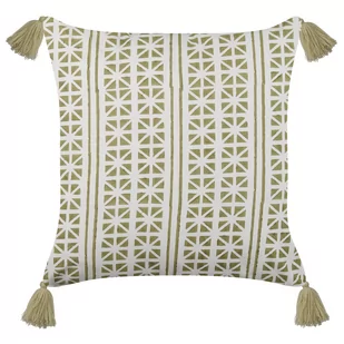 Lumarko Bawełniana poduszka dekoracyjna w geometryczny wzór 45 x 45 cm zielona z białym SYRINGA - Poduszki dekoracyjne - miniaturka - grafika 1