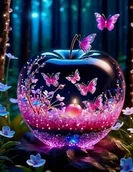 Zabawki kreatywne - Diamentowa Mozaika Szklane Jabłko Z Motylami I Świecą - miniaturka - grafika 1