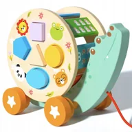 Sortery dla dzieci - DREWNIANY SORTER KROKODYL DO CIĄGANIA KOŁOWROTEK NA KÓŁKACH KSZTAŁTY CYFRY - miniaturka - grafika 1