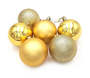 Bombki Na Choinkę Złote 8Cm Zawieszki Komplet 6 Szt - Bombki - miniaturka - grafika 1