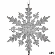 Ozdoby bożonarodzeniowe - Ozdoby świąteczne płatki śniegu srebrne plastikowe błyszczące 15 x 15 x 0,2 cm (24 sztuki) - miniaturka - grafika 1