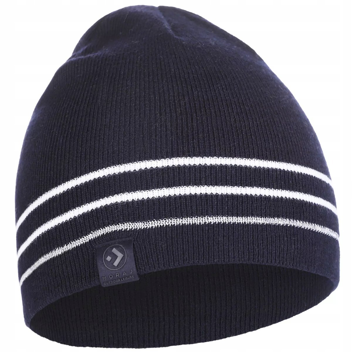CZAPKA MĘSKA ZIMOWA Z PRZĘDZĄ ODBLASKOWĄ I WEŁNĄ MERINO UNIWERSALNA MORAJ NAVY