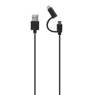 Kable USB - Xqisit kabel Combo USB A -microUSB/lightning 1.8m czarny/black 21250 - miniaturka - grafika 1