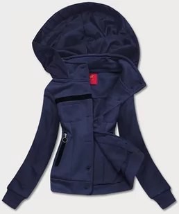 KRÓTKA BLUZA ROZPINANA DAMSKA GRANATOWA (AMG-63) - LHD - Bluzy damskie - miniaturka - grafika 1