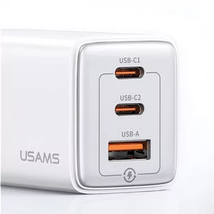 USAMS Ład. siec. 2xUSB-C+1xUSB 65W (only head) GaN PD3.0 +QC3.0 Fast Charging niebieski/gradient blue Sandru Series CC180TC04 (US-CC180) - Ładowarki do telefonów - miniaturka - grafika 3