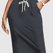 Inne - TEMU Spódnica z kieszeniami w jednolitym kolorze, swobodna spódnica z elastycznym ściągaczem w pasie na wiosnę i , odzież damska - miniaturka - grafika 1