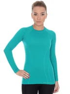 Bielizna sportowa damska - Bluza termoaktywna damska Brubeck Active Wool LS12810 szmaragdowy - miniaturka - grafika 1